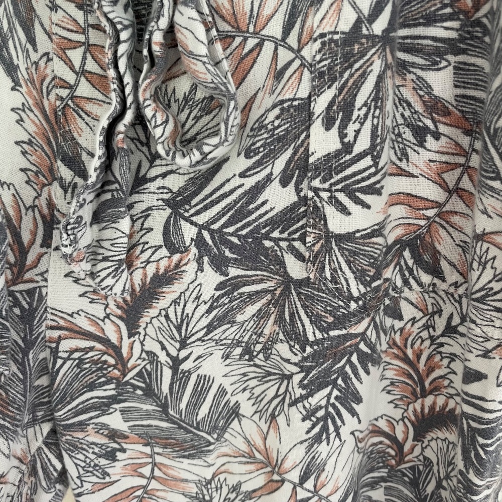 Rewash | Palm Print Linen Rayon Wide Leg Summer Flare Pants - Picture 8 of 10